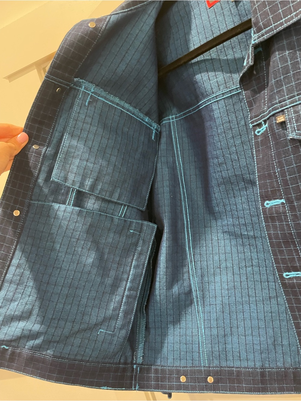 Barcode Navy Grid Jacket - Picture 3 of 7